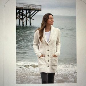 Barefoot Dreams  Cozychic Aran Long Cardigan in Almond Multi